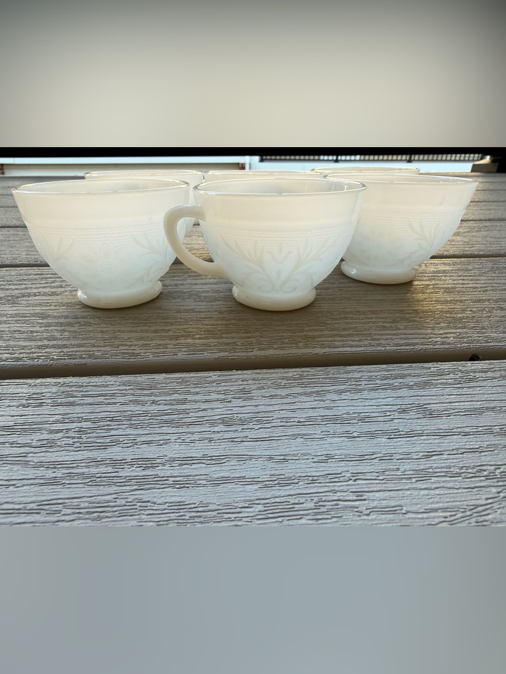 Vintage Anchor Hocking Anchorglass Ivory Milk Glass Punch Cups Set of 6
